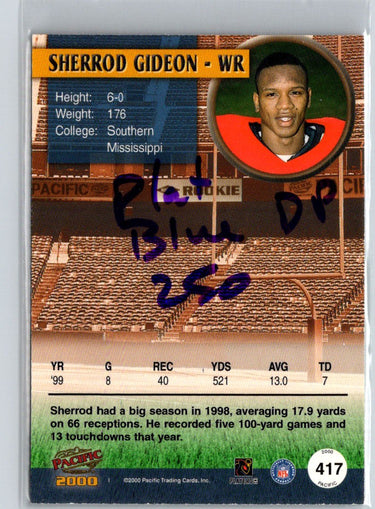 2000 Pacific #417 Sherrod Gideon Platinum Blue Draft Picks #/399 i58