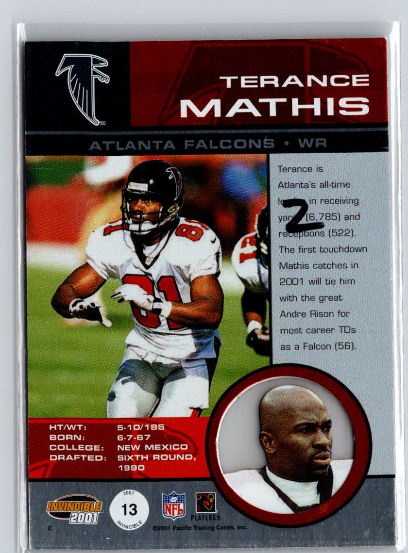 2001 Pacific Invincible #13 Terance Mathis Red #/750 i57
