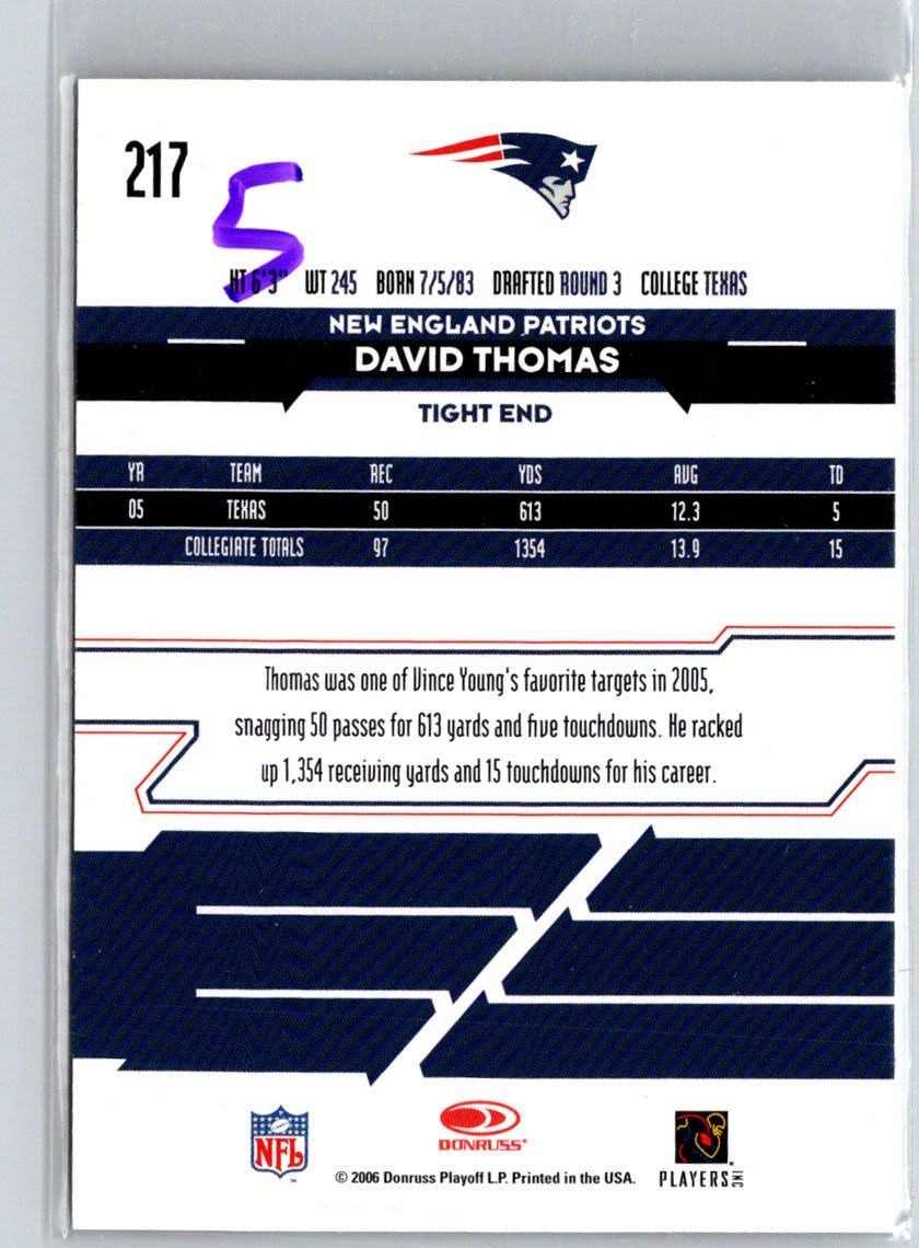 2006 Leaf Rookies & Stars Longevity #217 David Thomas #/599 i66