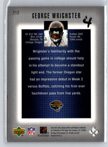 2003 Upper Deck Finite #212 George Wrighster #/999 i62