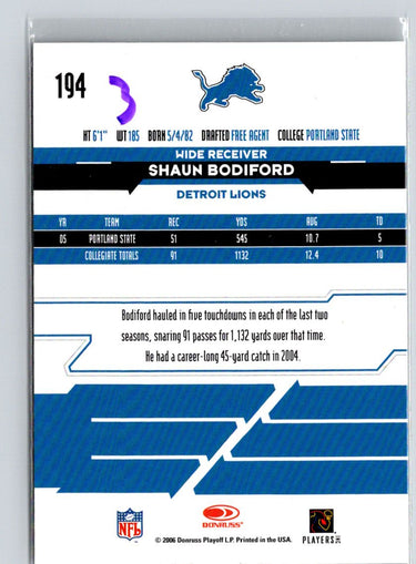 2006 Leaf Rookies & Stars #194 Shaun Bodiford #/999 i66