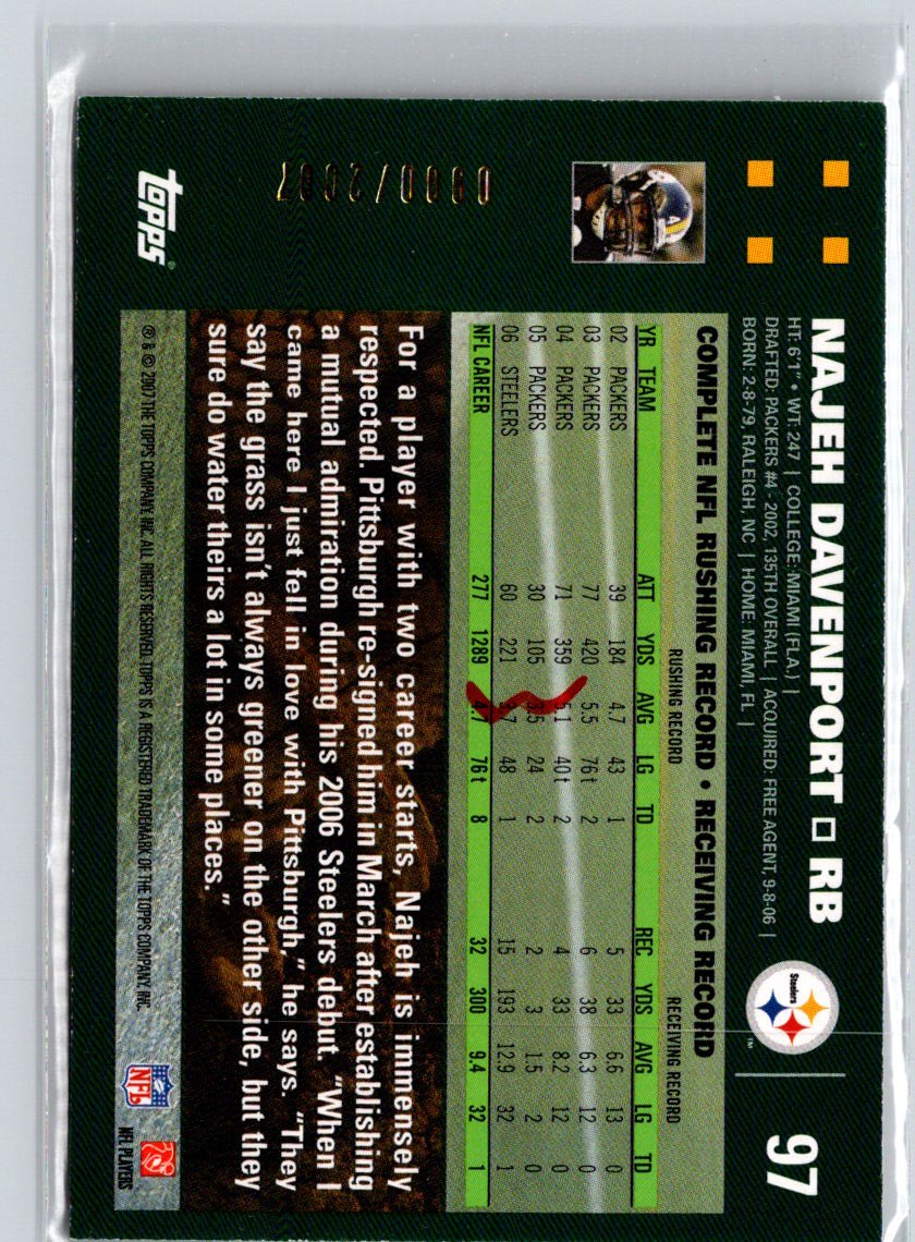 2007 Topps #97 Najeh Davenport Copper #/2007 i67