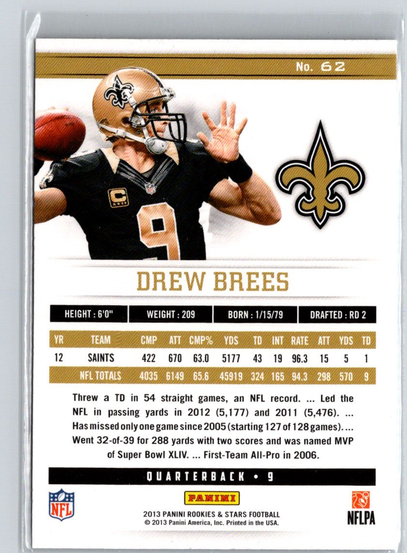 2013 Panini Rookies & Stars Longevity #62 Drew Brees i71