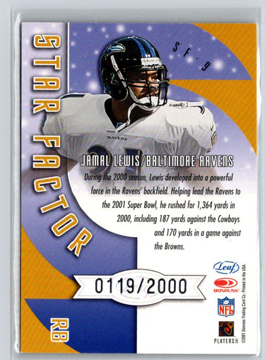 2001 Quantum Leaf #SF-9 Jamal Lewis Star Factor #/2000 i59