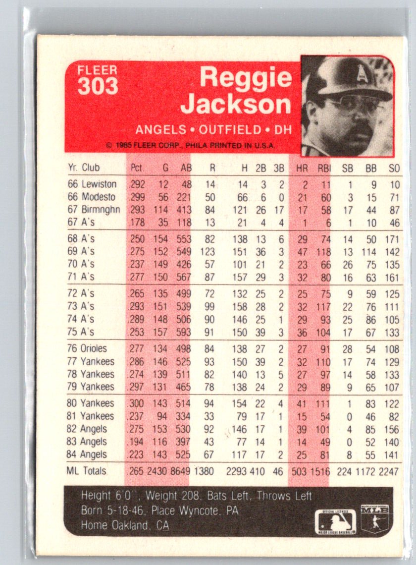 1985 Fleer #303 Reggie Jackson i71