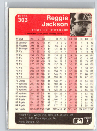 1985 Fleer #303 Reggie Jackson i71