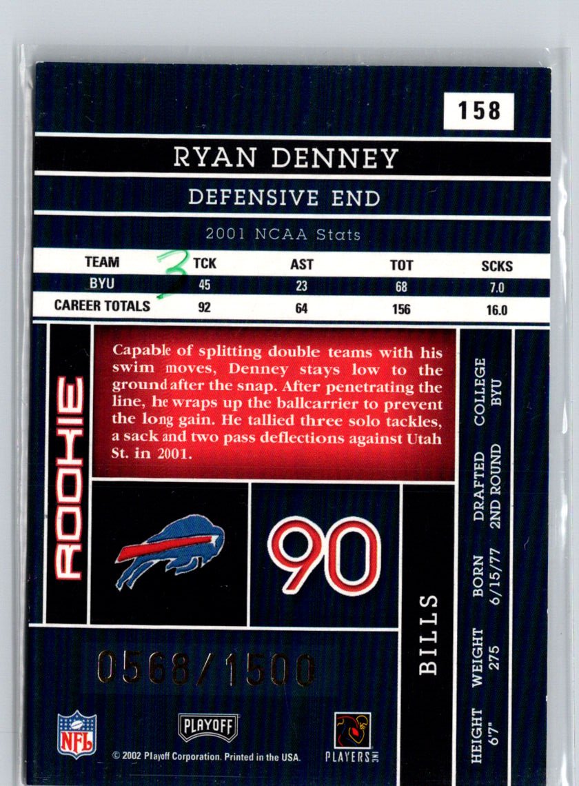 2002 Playoff Absolute Memorabilia #158 Ryan Denney #/1500 i67