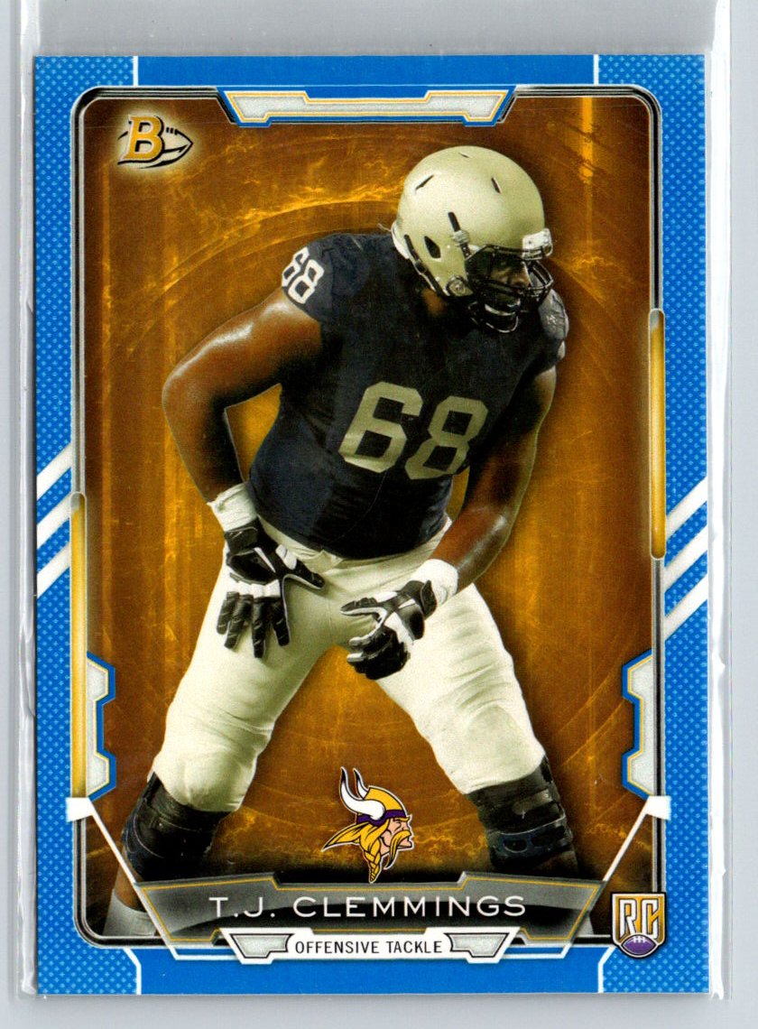 2015 Bowman #77 T.J. Clemmings Rookies Blue #/499 i65