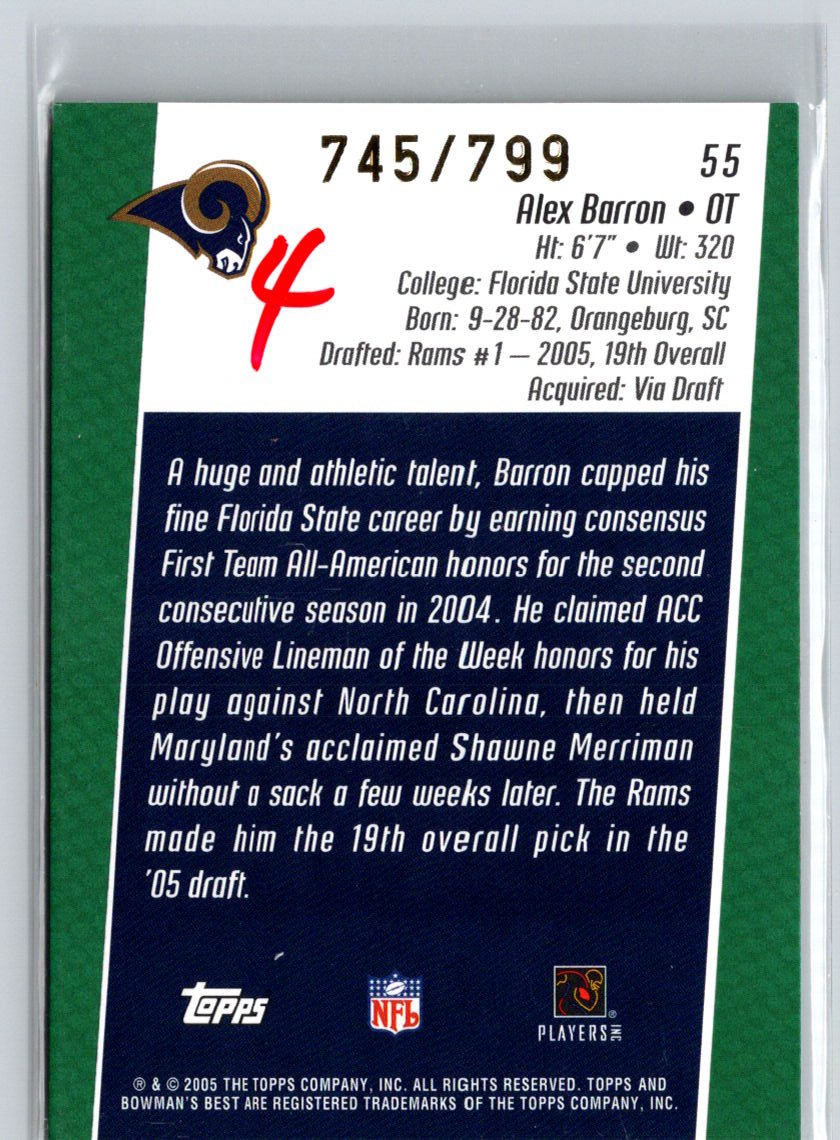 2005 Bowman's Best #55 Alex Barron Green #/799 i67