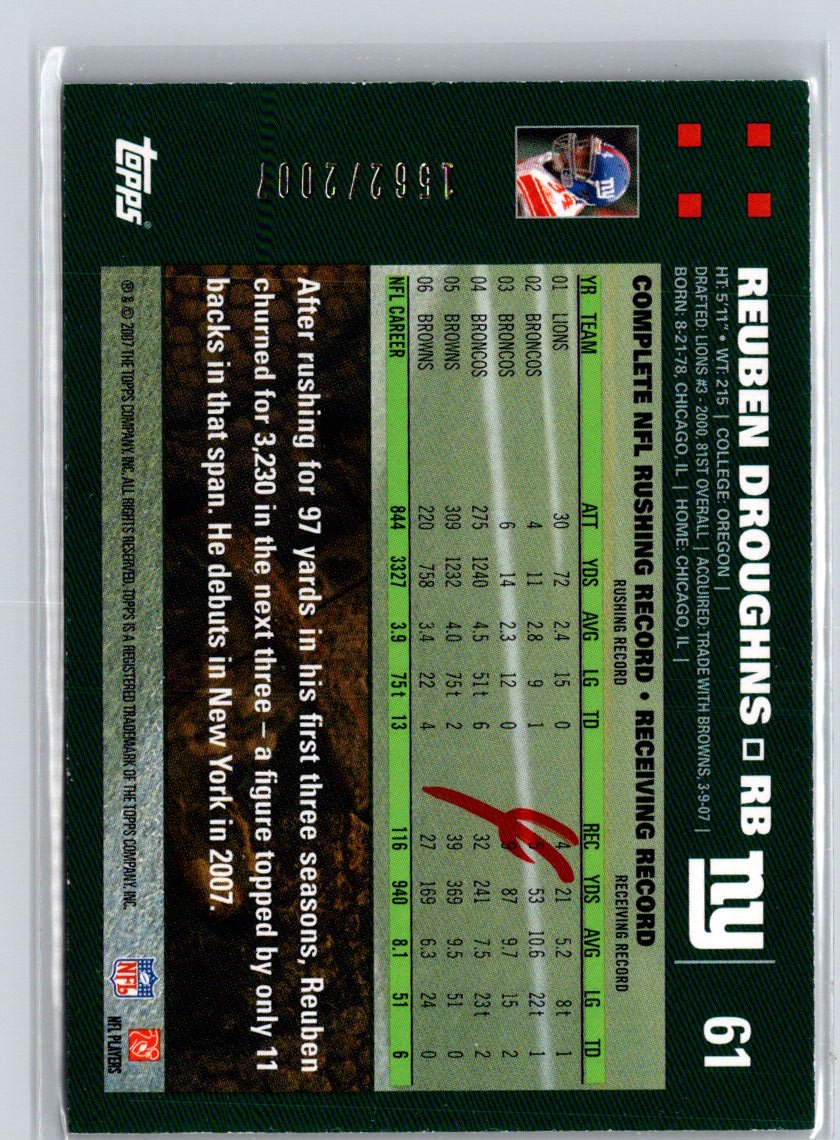2007 Topps #61 Reuben Droughns Copper #/2007 i68