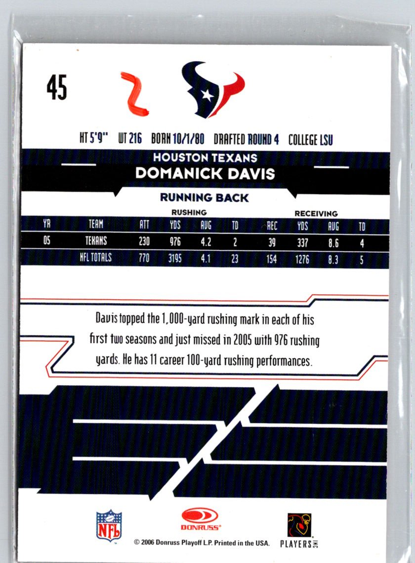 2006 Leaf Rookies & Stars #45 Domanick Davis Longevity Holofoil #/99 i67