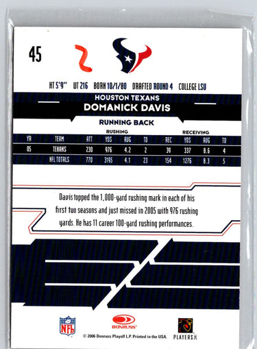 2006 Leaf Rookies & Stars #45 Domanick Davis Longevity Holofoil #/99 i67