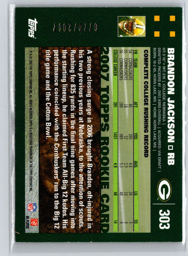 2007 Topps #303 Brandon Jackson Copper #/2007 i66
