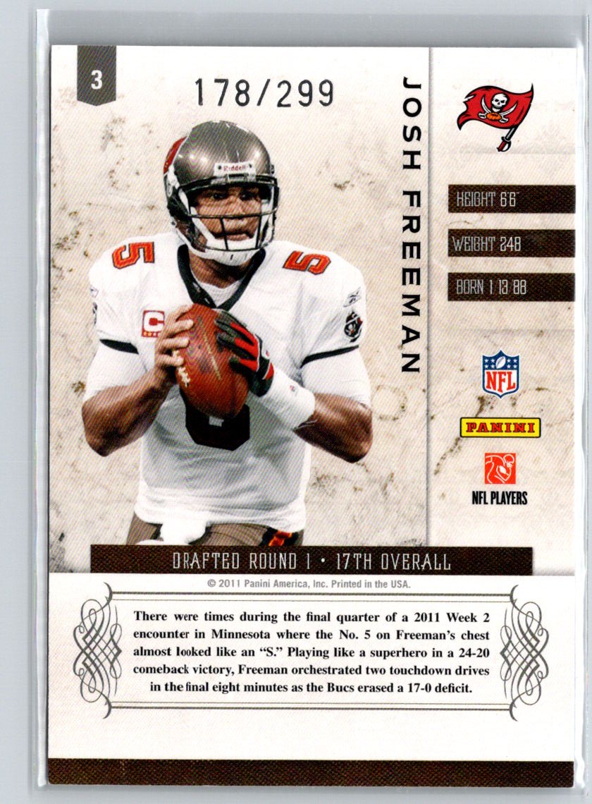 2011 Panini Plates & Patches #3 Josh Freeman #/299 i69