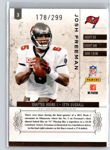 2011 Panini Plates & Patches #3 Josh Freeman #/299 i69