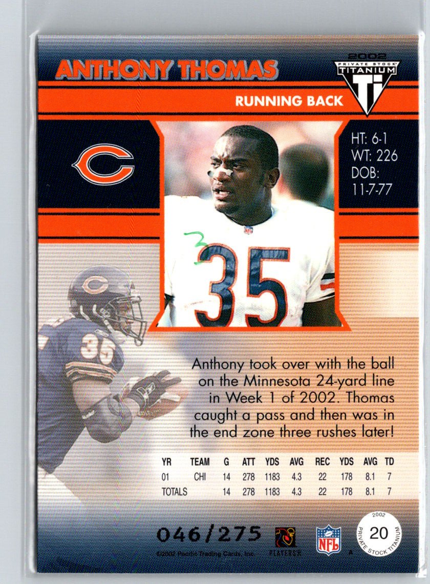 2002 Pacific Private Stock Titanium #20 Anthony Thomas Red #/275 i66