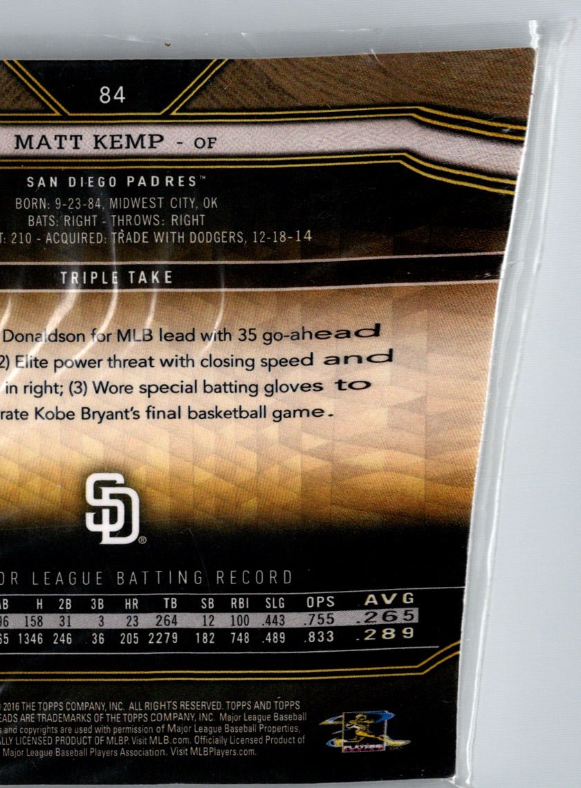 2016 Topps Triple Threads #84 Matt Kemp Onyx #/50 i76