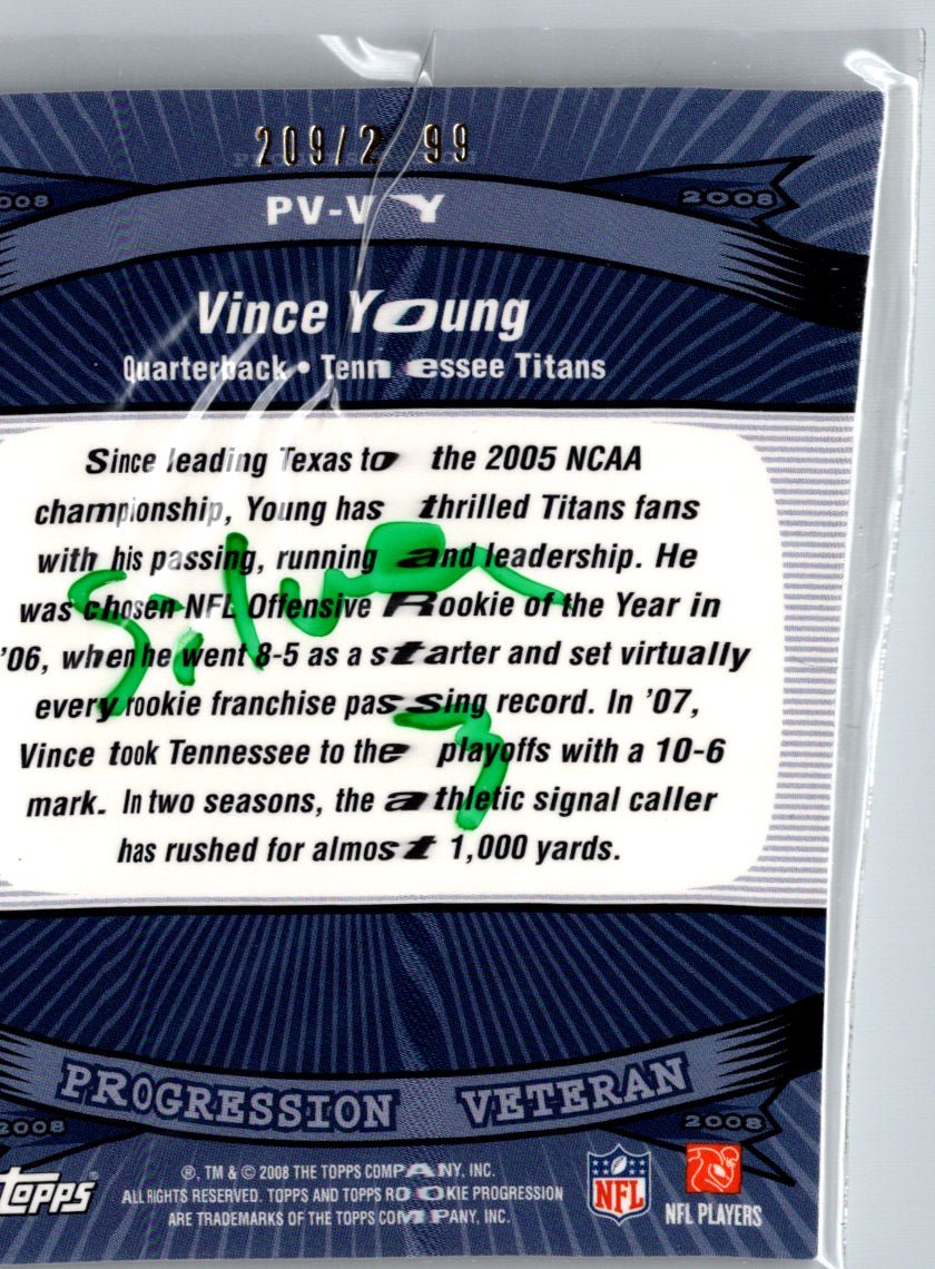 2008 Topps Rookie Progression #PV-VY Vince Young Veterans Silver /299 i78