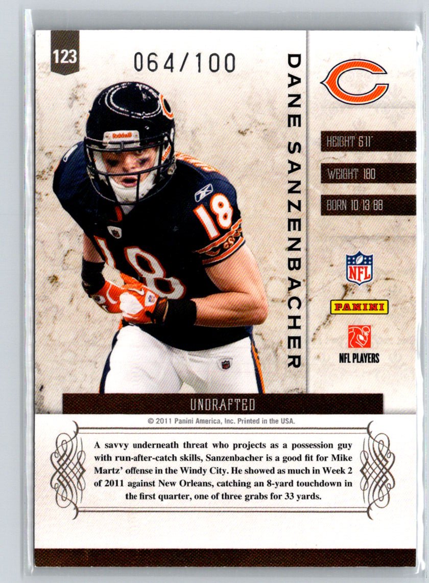 2011 Panini Plates & Patches #123 Dane Sanzenbacher Silver #/100 i78