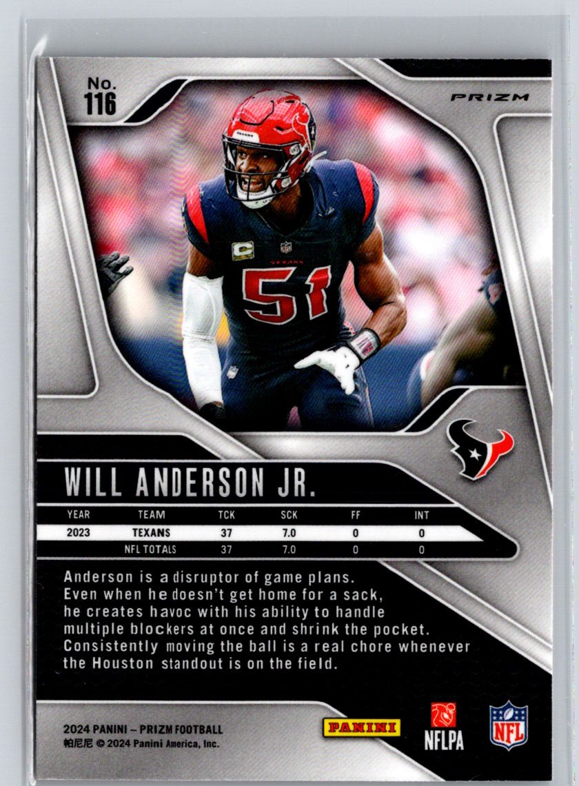 2024 Panini Prizm #116 Will Anderson Jr. Pink Wave i80