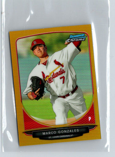2013 Bowman Chrome Mini #170 Marco Gonzales Gold Refractors #/50 i80