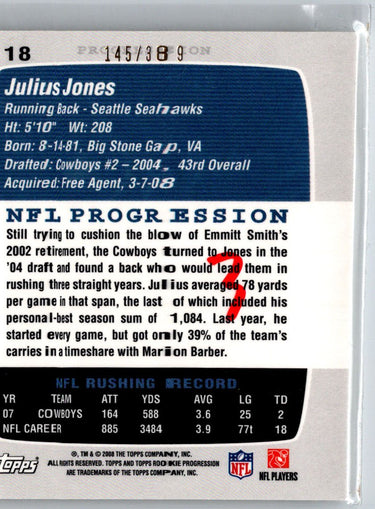 2008 Topps Rookie Progression #18 Julius Jones Bronze #/389 i79
