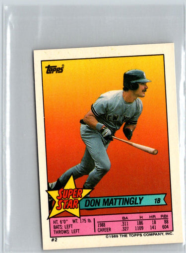1989 Topps Stickers #2 Don Mattingly Super Star Backs i79