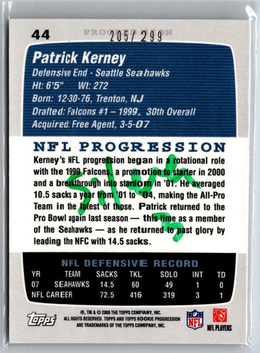 2008 Topps Rookie Progression #44 Patrick Kerney Silver #/299 i79