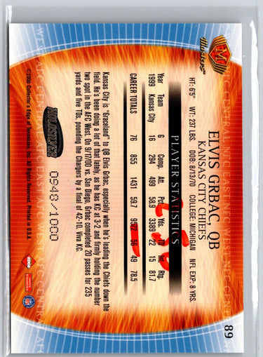 2000 Collector's Edge Masters #89 Elvis Grbac HoloSilver #/1000 i46