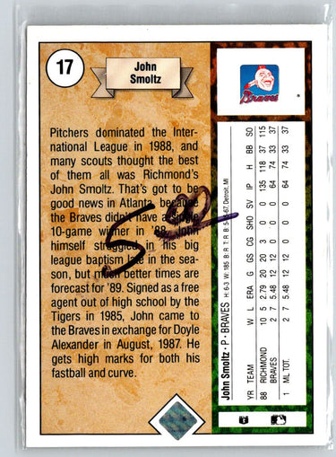 1989 Upper Deck #17 John Smoltz i50