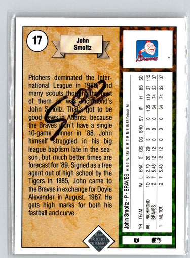 1989 Upper Deck #17 John Smoltz i50