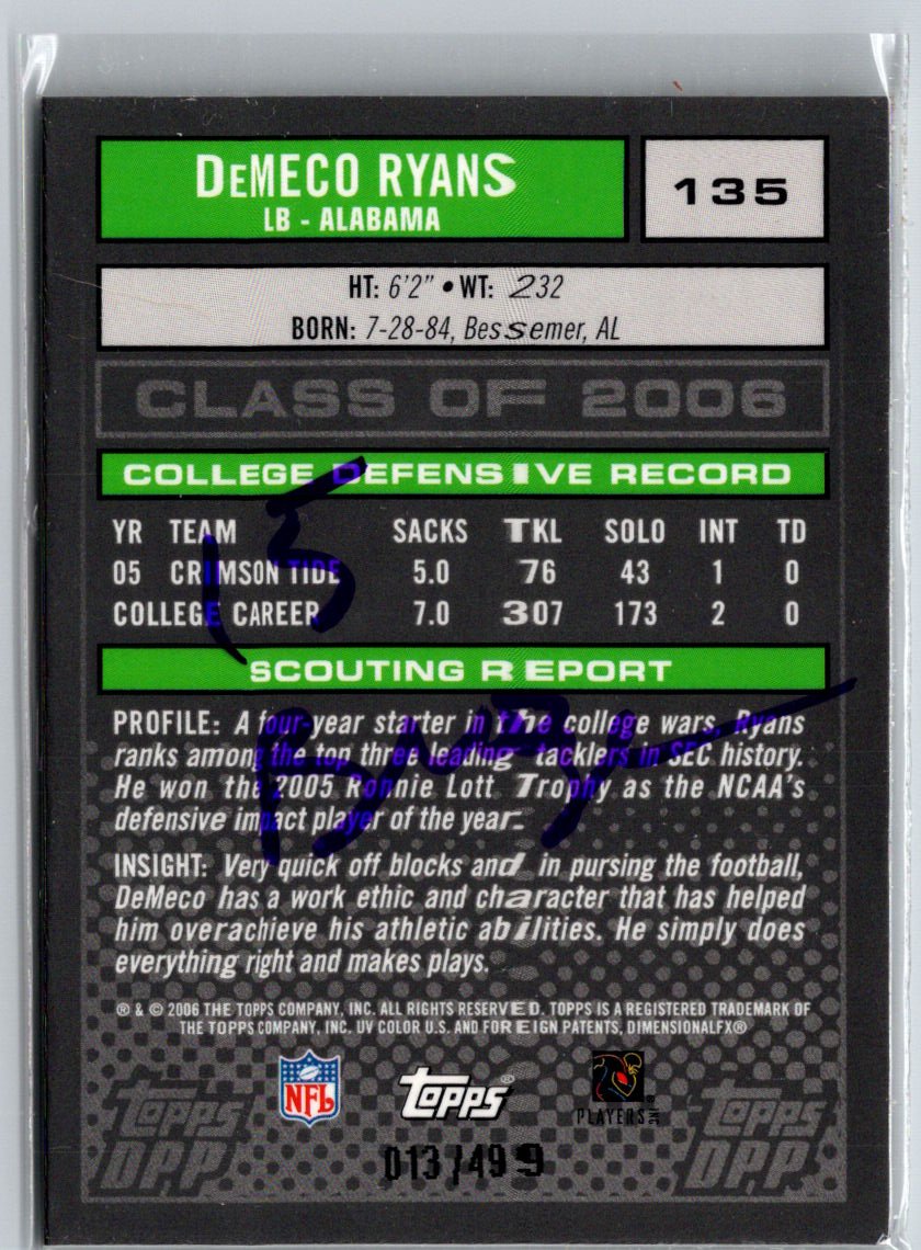 2006 Topps Draft Picks & Prospects #135 DeMeco Ryans Chrome Bronze #/499 i50