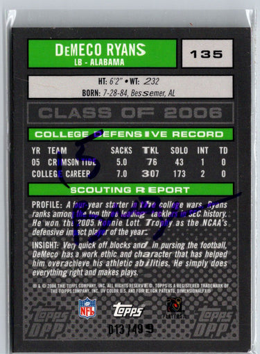 2006 Topps Draft Picks & Prospects #135 DeMeco Ryans Chrome Bronze #/499 i50