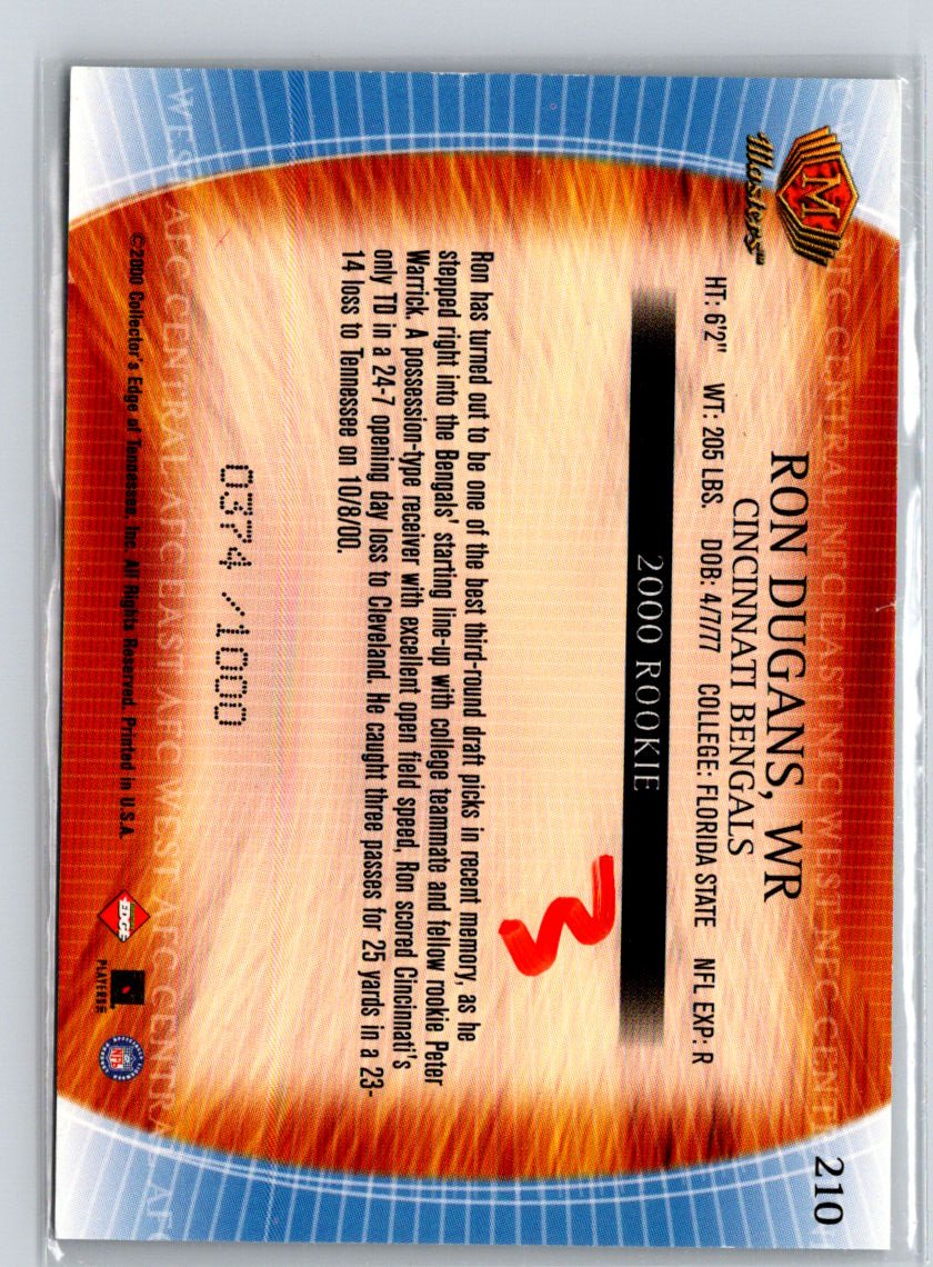2000 Collector's Edge Masters #210 Ron Dugans #/1000 i51