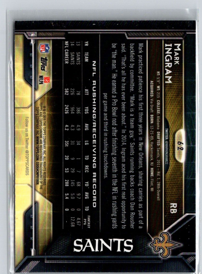 2015 Topps Chrome #62 Mark Ingram Blue Wave Refractor i51