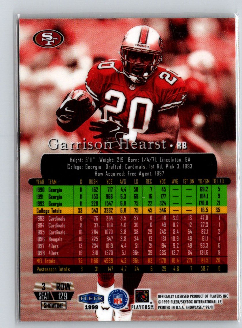 1999 Flair Showcase #129 Garrison Hearst i49