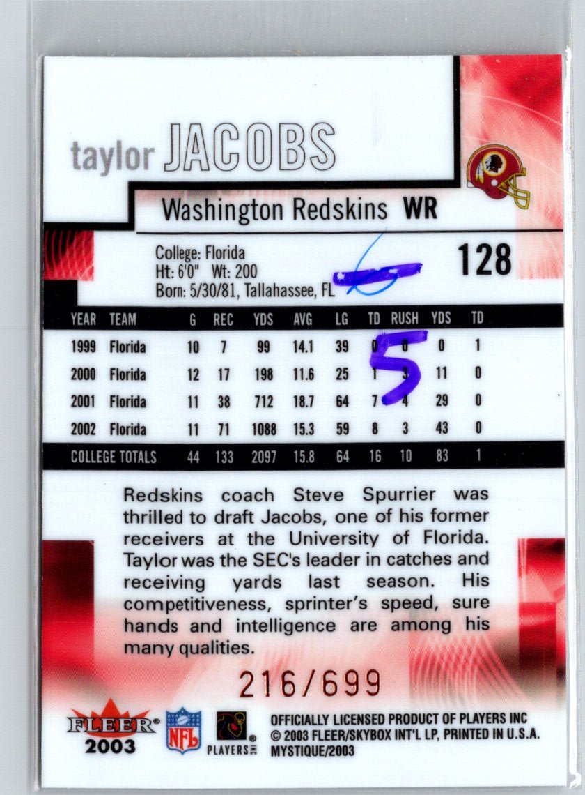 2003 Fleer Mystique #128 Taylor Jacobs #/699 i49