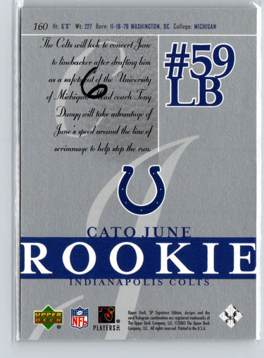 2003 SP Signature Edition #160 Cato June #/750 i49