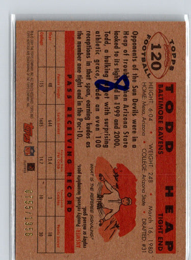 2001 Topps Heritage #120 Todd Heap #/1956 i48