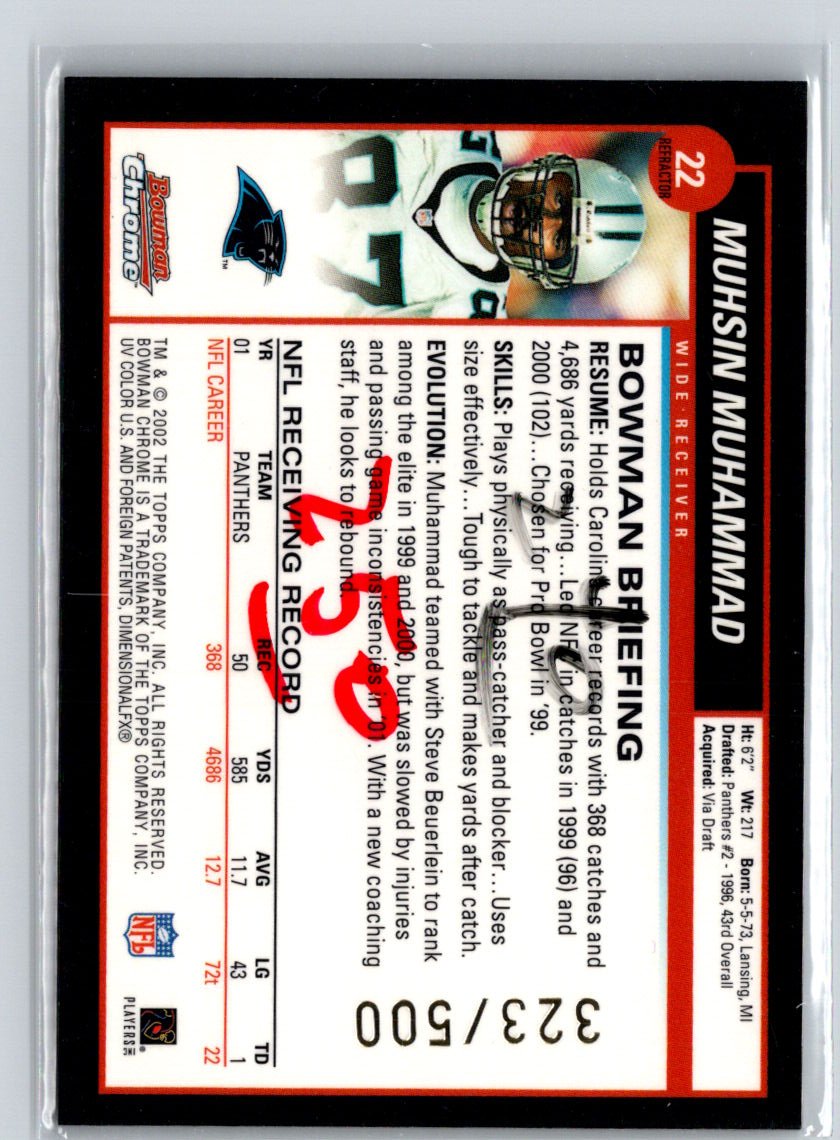 2002 Bowman Chrome #22 Muhsin Muhammad Refractors #/500 i52