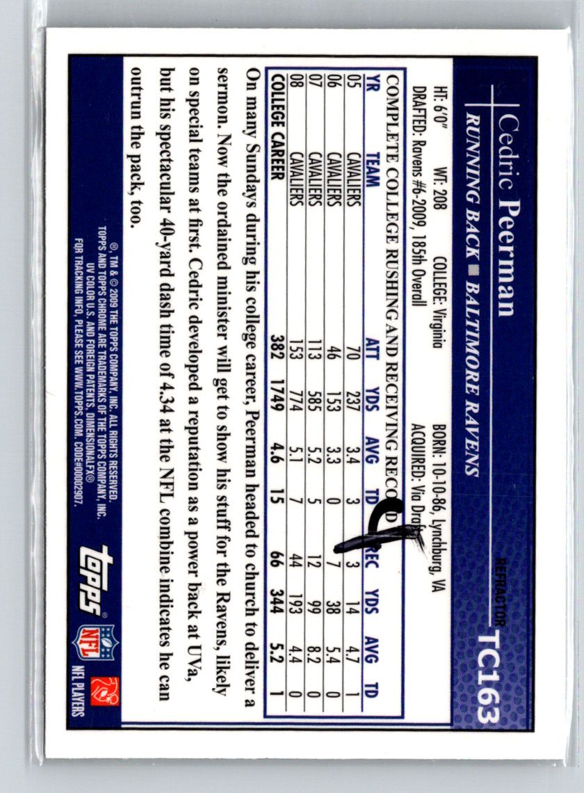 2009 Topps Chrome #TC163 Cedric Peerman Xfractors i52