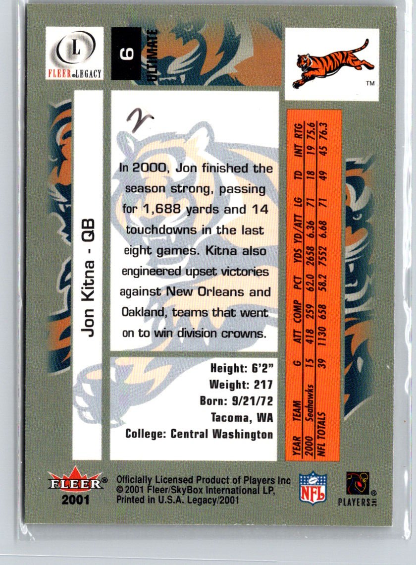 2001 Fleer Legacy #6 Jon Kitna Ultimate Legacy #/250 i54