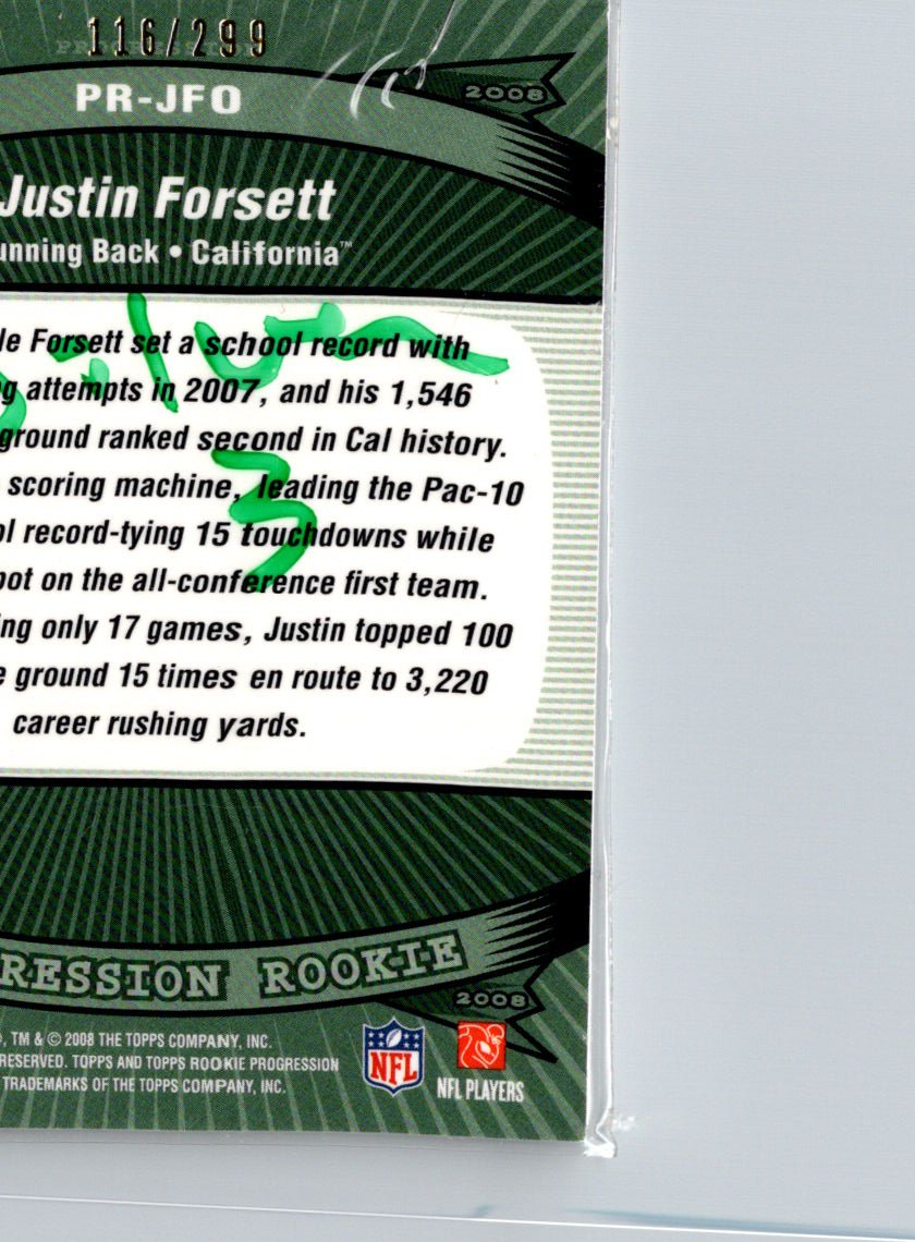 2008 Topps Rookie Progression #PR-JFO Justin Forsett Rookies Silver #/299 i54