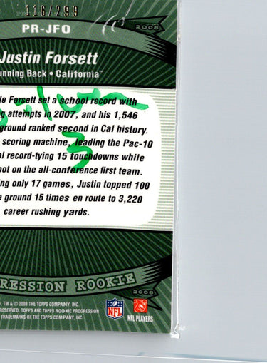 2008 Topps Rookie Progression #PR-JFO Justin Forsett Rookies Silver #/299 i54