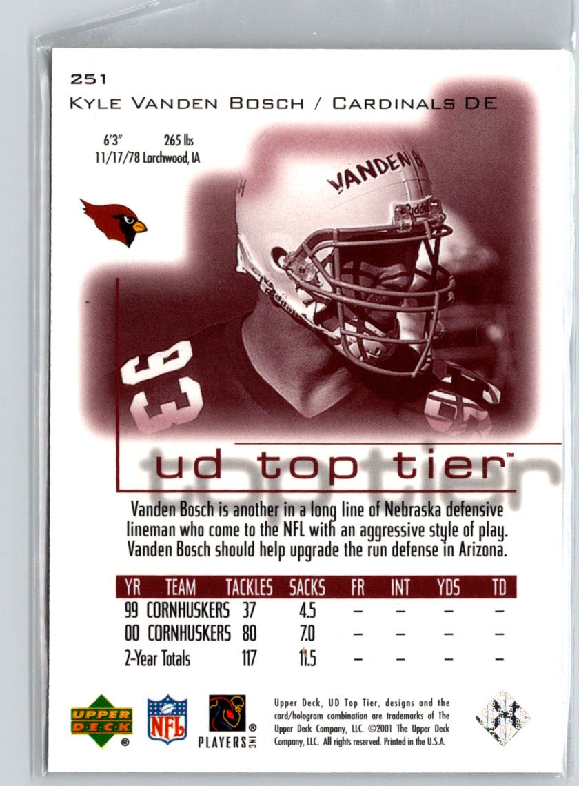 2001 Upper Deck Top Tier #251 Kyle Vanden Bosch #/2500 i54