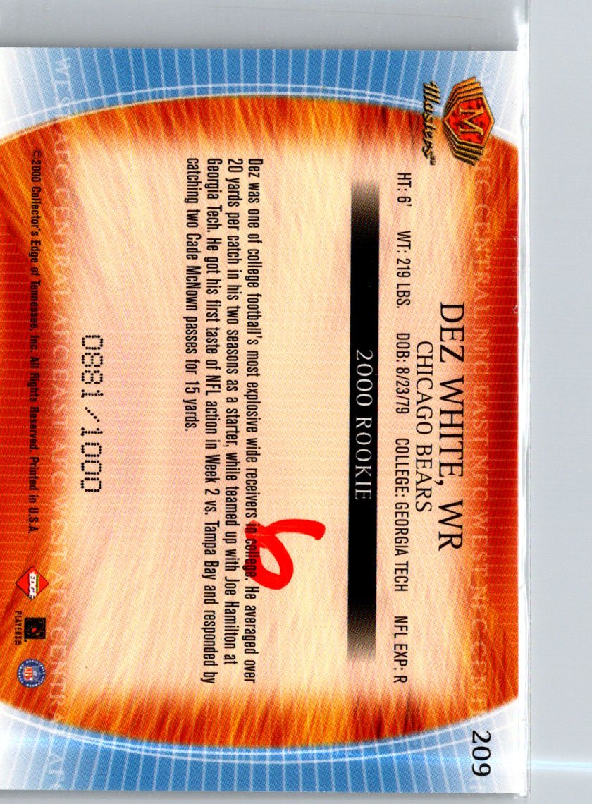 2000 Collector's Edge Masters #209 Dez White #/1000 i55