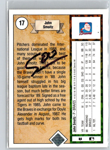 1989 Upper Deck #17 John Smoltz i01