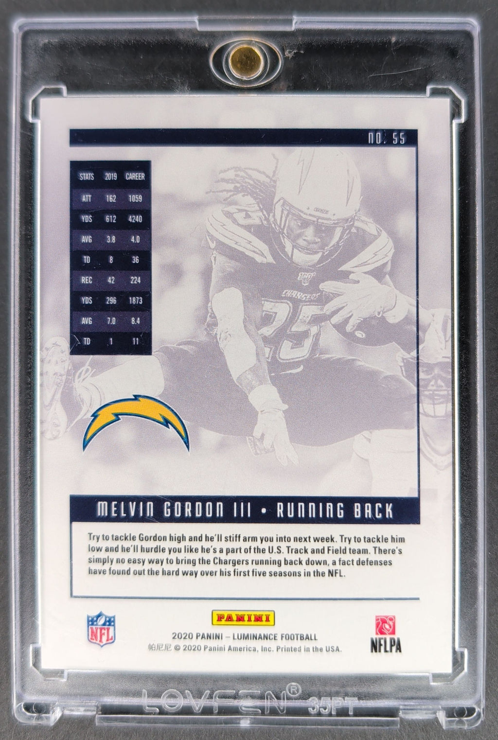 2020 Panini Luminance #55 Melvin Gordon III Red #/25 H02