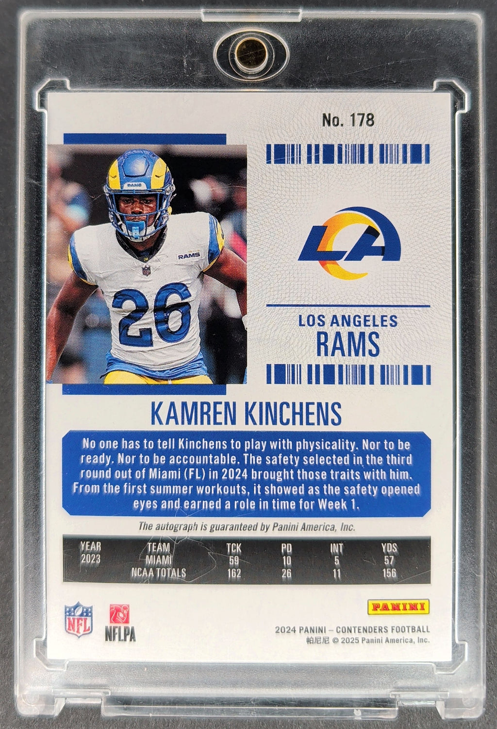 2024 Panini Contenders #178 Kamren Kinchens Rookie Ticket Auto H02
