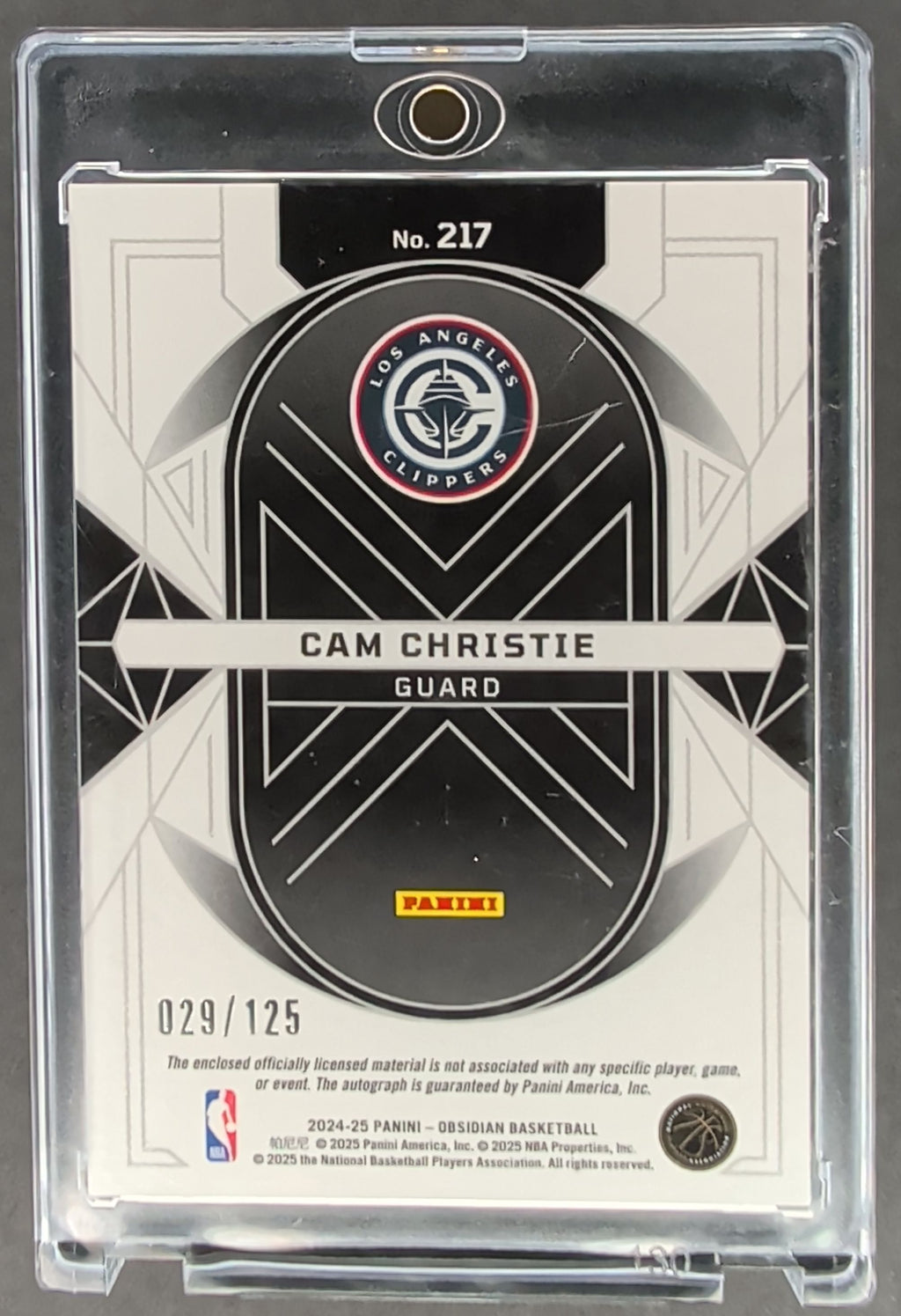 2024-25 Panini Obsidian #217 Cam Christie #/125 Auto Patch H02